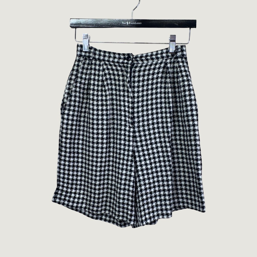 The Limited Houndstooth Shorts 4 Black White Vintage Academic Preppy High Waist
